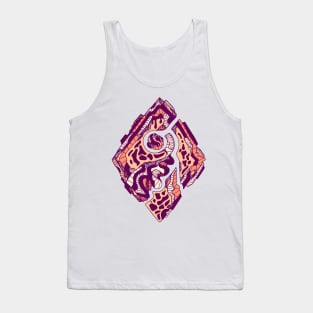 Peach Abstract Rhombus Tank Top